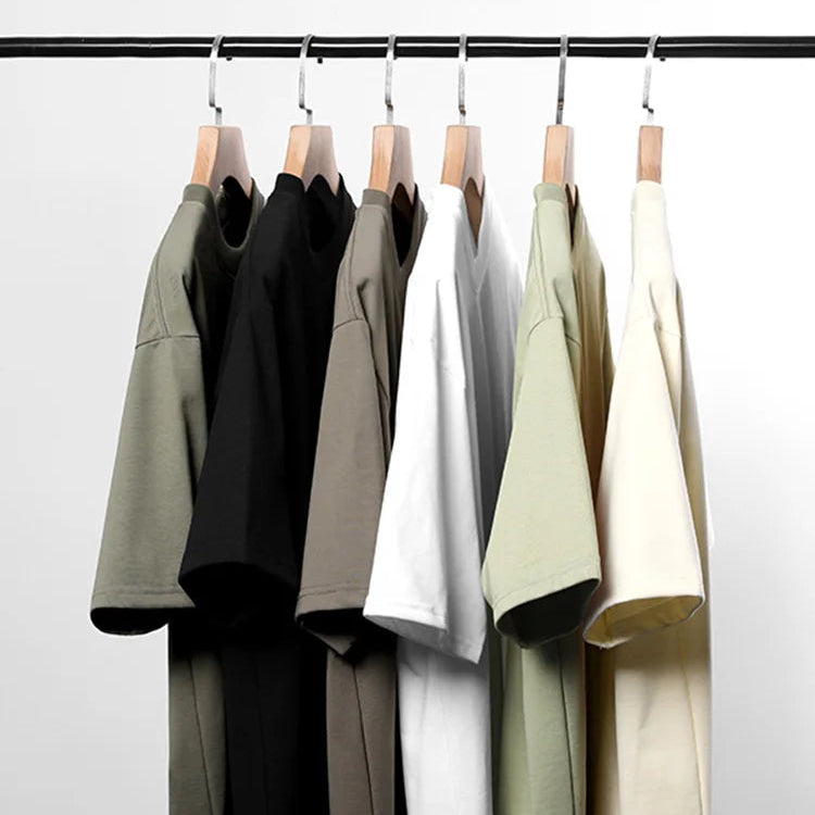 260GSM Summer T Shirt Men Korean Fashion Short Sleeve Loose Basic T-shirts Solid Tops Oversized Tee Unisex