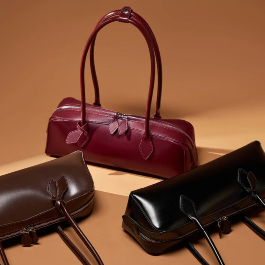 Zency Fashion Designer Underarm Bag Ladies Handbag Premium Oil Wax Leather Shoulder Bag Ladies Satchel French Style New Trendy