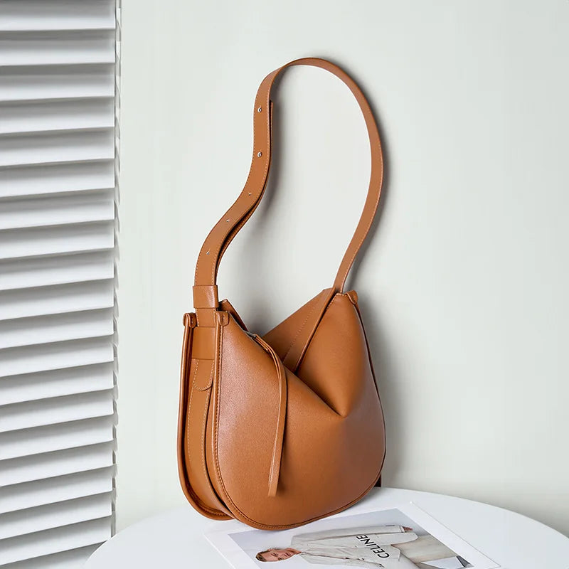 Zency Women Large Brown Bag Soft Leather Fashion Girls Handbag Luxury Designer Shoulder Large Capacity Hobo Bag Satchel 2025