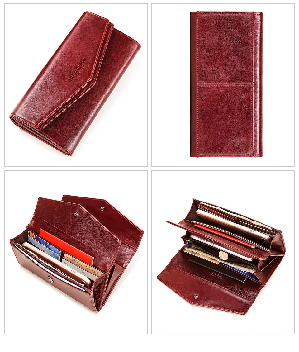 HUMERPAUL Cartera para mujer Capa superior de cuero Bolso largo para teléfono celular con tarjetero RFID de gran capacidad de lujo ﻿ Bolsos de mujer