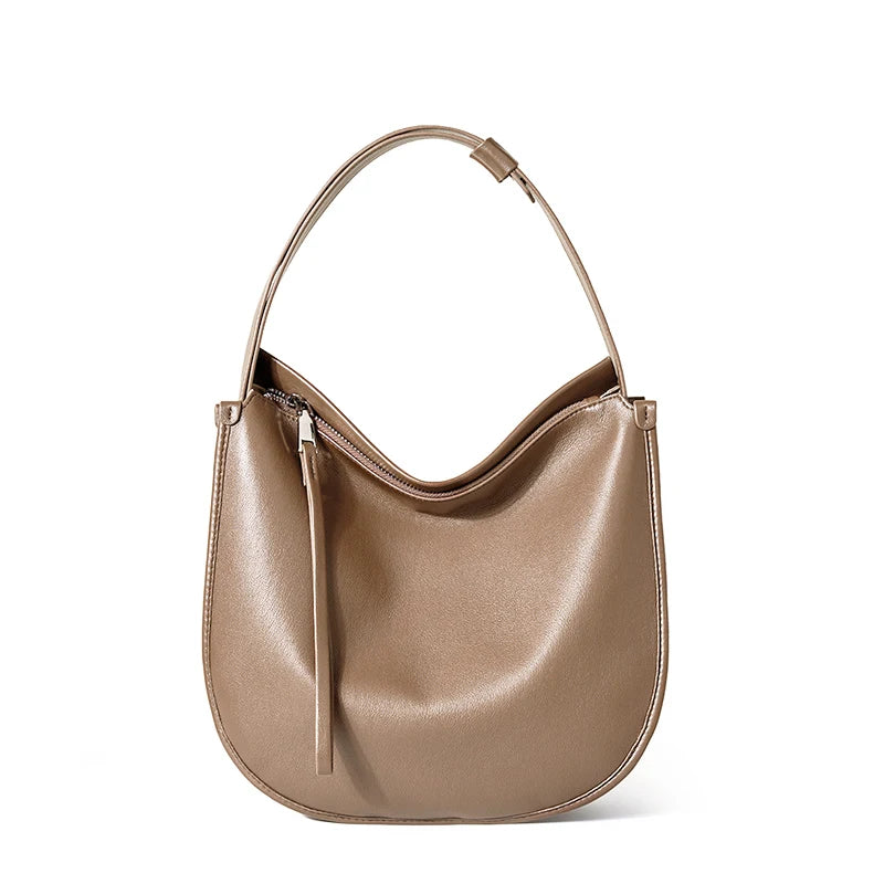 Zency Women Large Brown Bag Soft Leather Fashion Girls Handbag Luxury Designer Shoulder Large Capacity Hobo Bag Satchel 2025