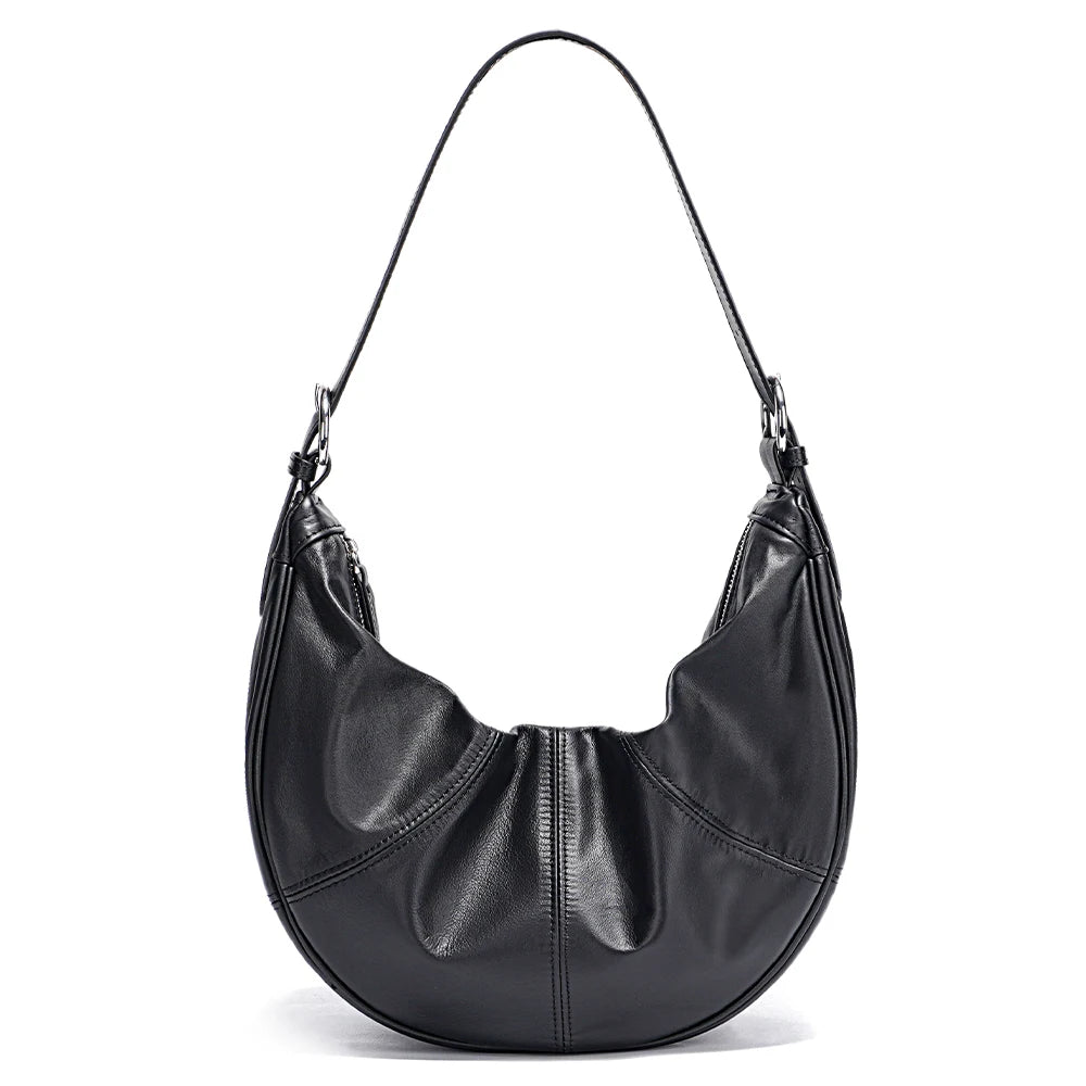 Zency Women Genuine Leather Hobo Bags Shoulder Crossbody Large Capacity Handbag With Two Straps Zip Pockets 2024
