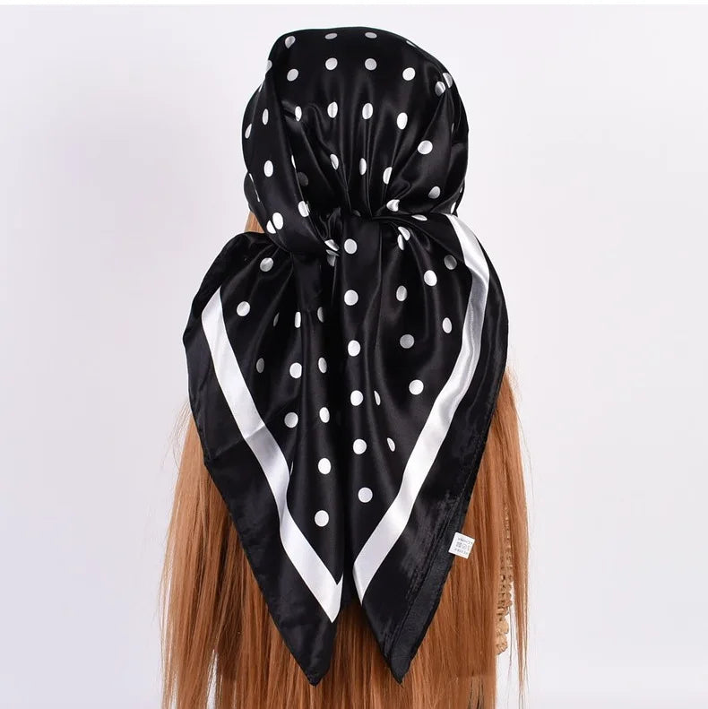 Head Scarf Women Luxury Brand 90×90cm Silk Square Scarf Satin Bandana Cheveux Soft Neckerchief Hijab Hair Scarves For Ladies