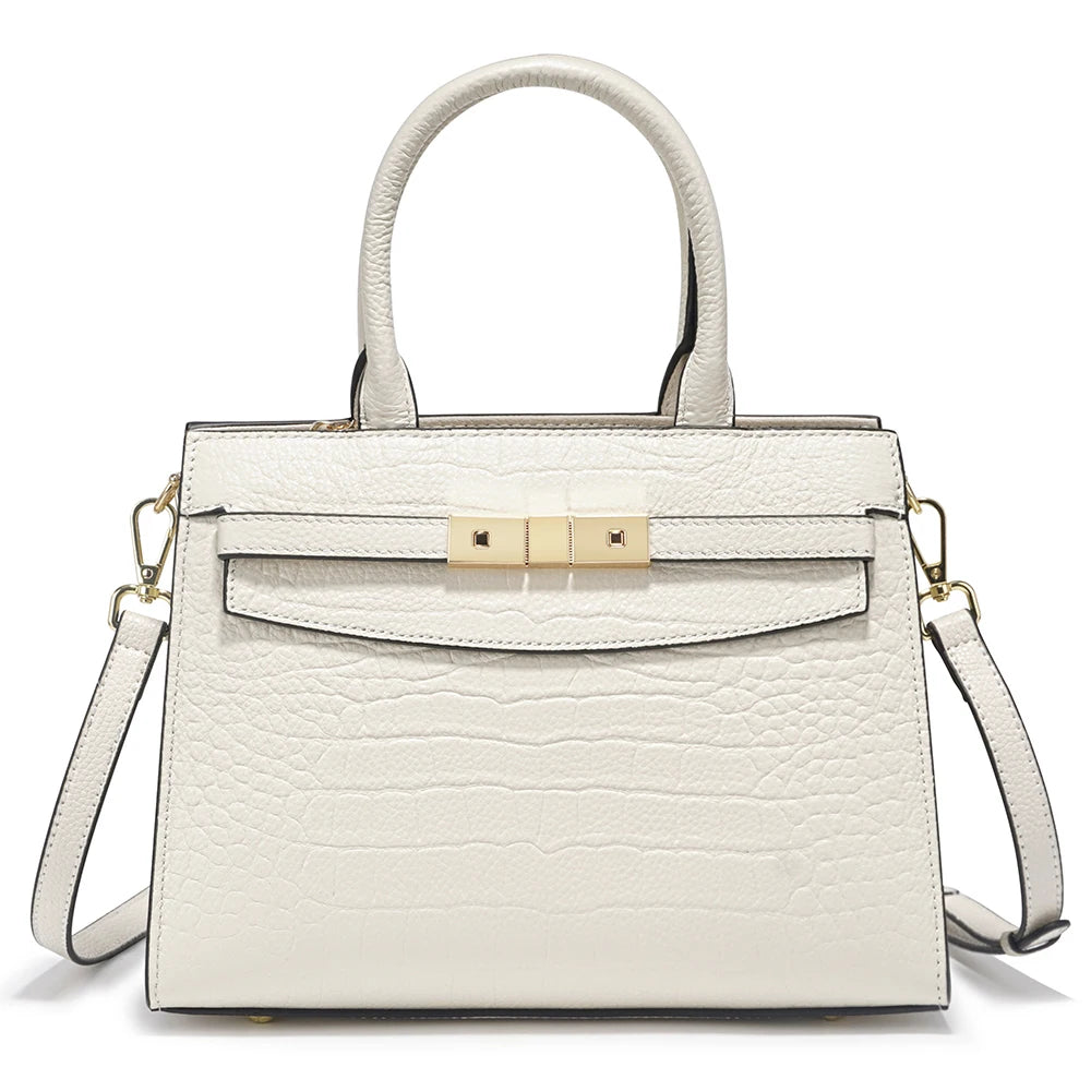 Zency Cowhide High Quality Ladies Handbags Genuine Leather Top-handle Bag For Work Luxury Designer Brand Crossbody Mom Bag