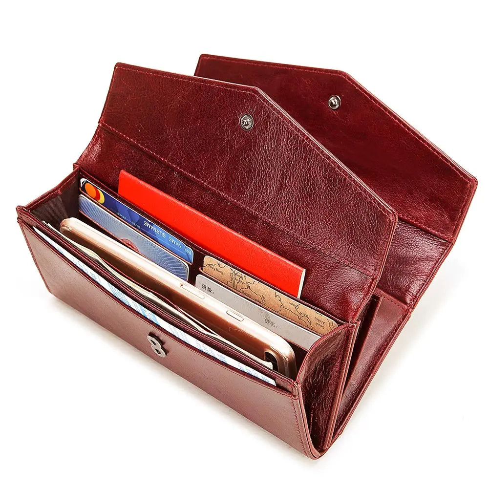HUMERPAUL Cartera para mujer Capa superior de cuero Bolso largo para teléfono celular con tarjetero RFID de gran capacidad de lujo ﻿ Bolsos de mujer