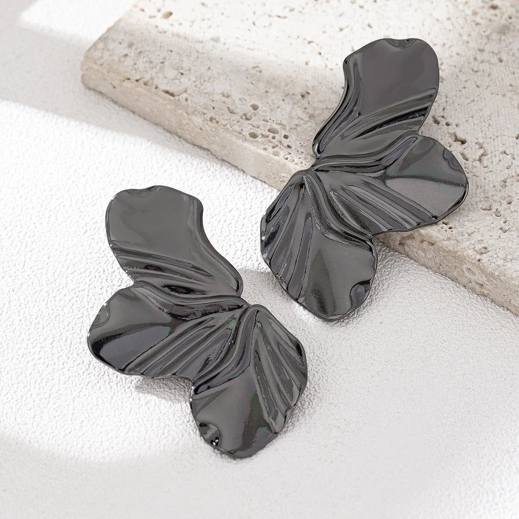 Stainless Steel Half Flower Stud Earrings for Women Girls Minimalist Irregular Petal Earring Studs Fashion Party Jewelry Gifts