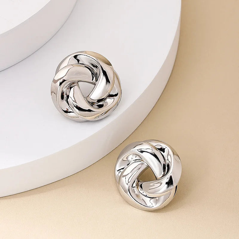 New Big Metal Dangle Earrings for Women Gold Color Spiral Exaggerated Drop Earrings Heavy Ear Jewelry oorbellen voor vrouwen