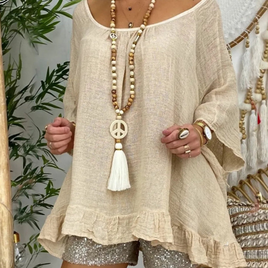 Yumfeel Tassel Long Necklace Handmade Wood Beads Stone Peaceful Pendant Women Summer Beach Dresses Necklaces