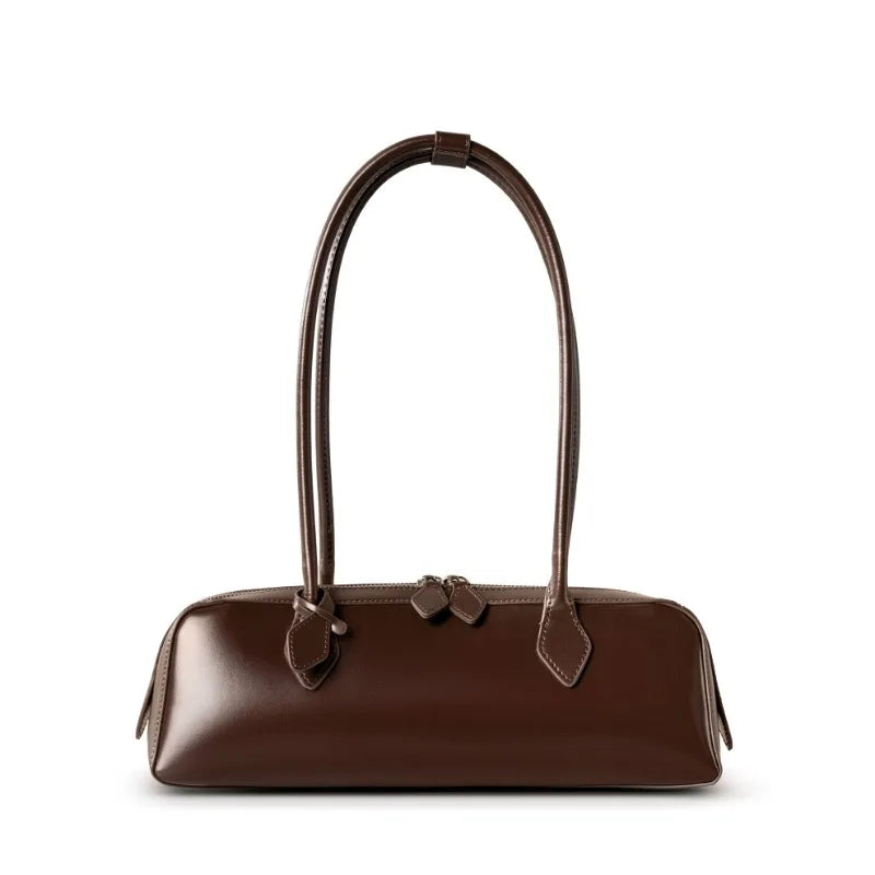 Zency Fashion Designer Underarm Bag Ladies Handbag Premium Oil Wax Leather Shoulder Bag Ladies Satchel French Style New Trendy