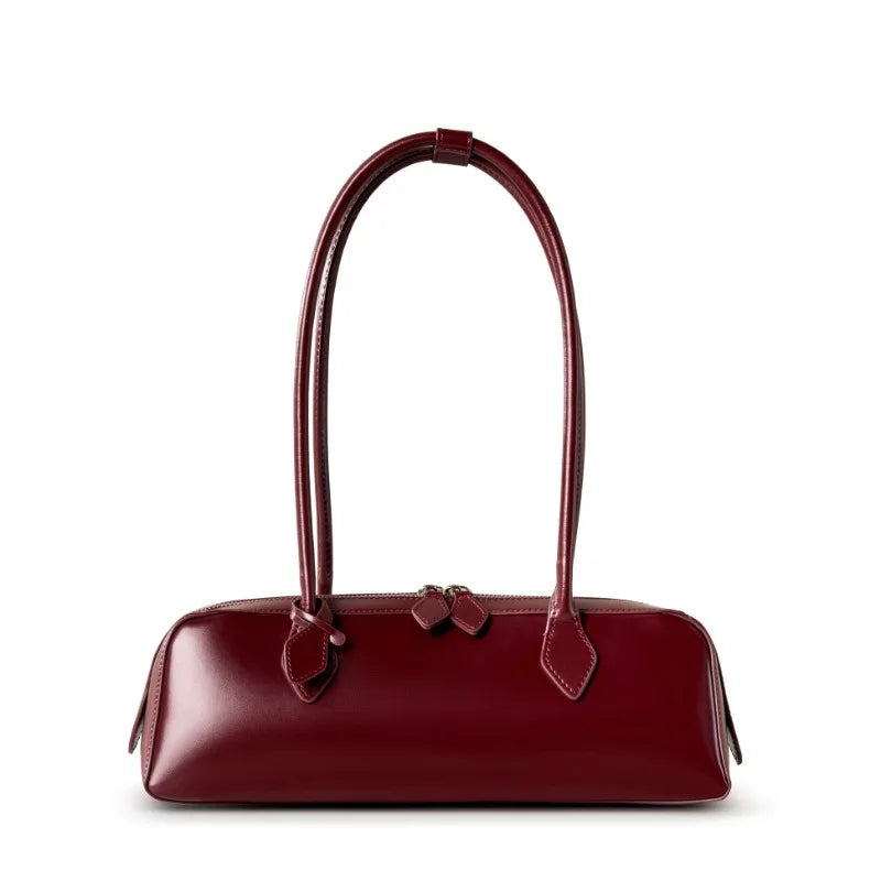Zency Fashion Designer Underarm Bag Ladies Handbag Premium Oil Wax Leather Shoulder Bag Ladies Satchel French Style New Trendy