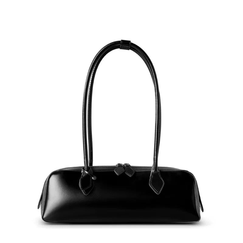 Zency Fashion Designer Underarm Bag Ladies Handbag Premium Oil Wax Leather Shoulder Bag Ladies Satchel French Style New Trendy
