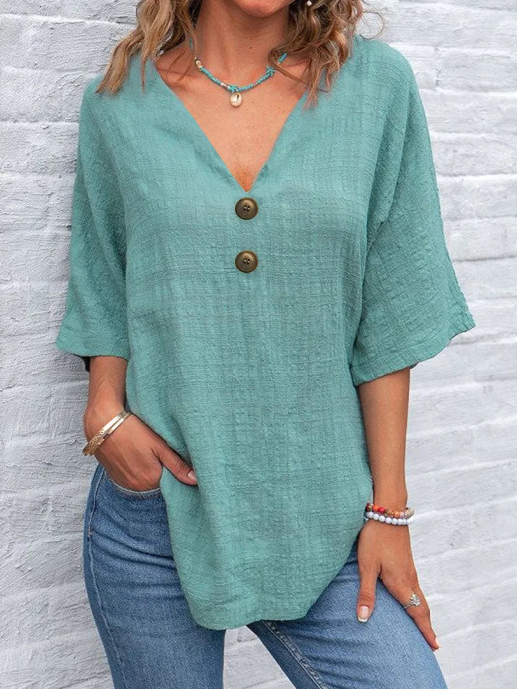 Blusa Femenina Elegante con Botones