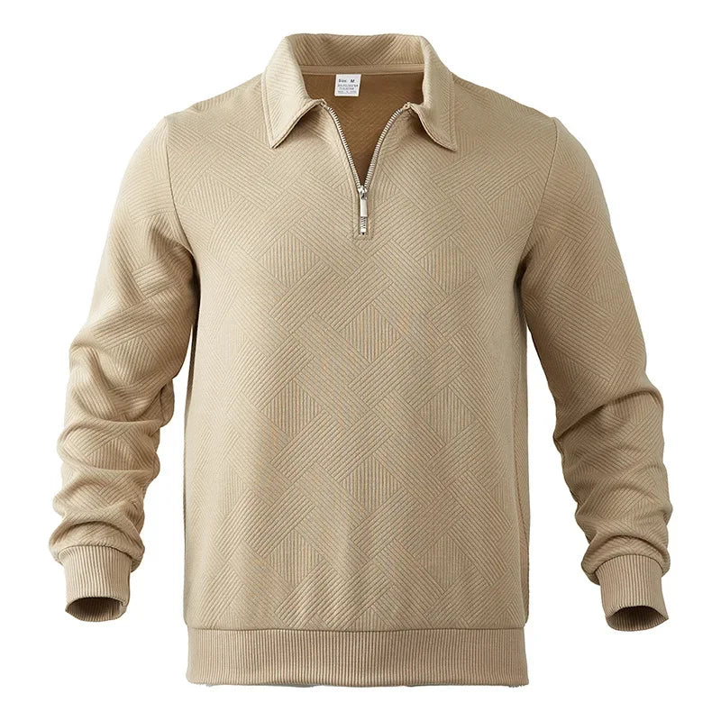 Men's Long-Sleeved Lapel Zipper Polo Shirt Casual Loose Top for Autumn 2025 Cross-Border Popular Style