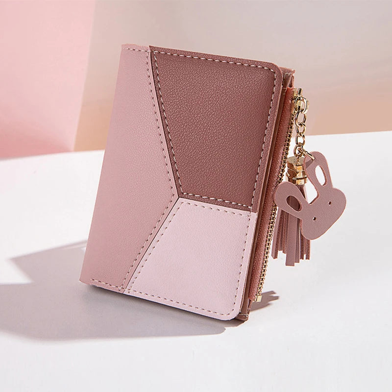 Cartera de mujer de cuero PU, cartera de mujer hecha de cuero, monederos para mujer, tarjetero, monederos portátiles plegables para mujer