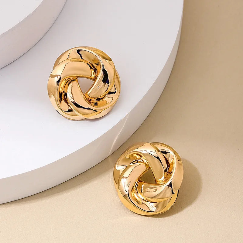 New Big Metal Dangle Earrings for Women Gold Color Spiral Exaggerated Drop Earrings Heavy Ear Jewelry oorbellen voor vrouwen