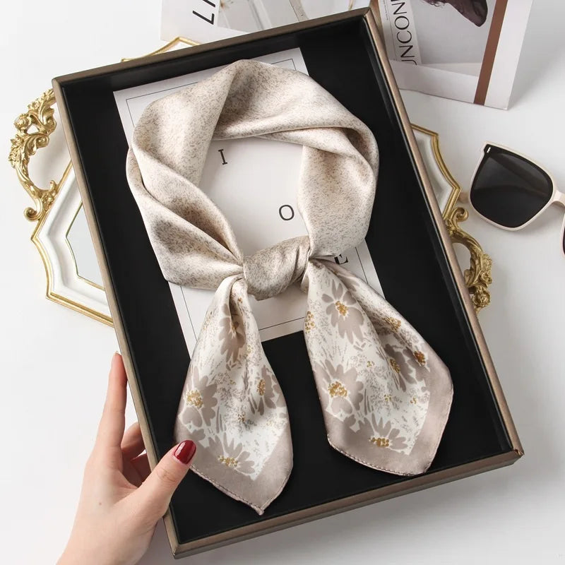 Luxury Brand Horse Print Skinny Silk Square Scarf For Women Soft Satin Neckerchief Scarves Bag Ribbon Female Foulard Hairband