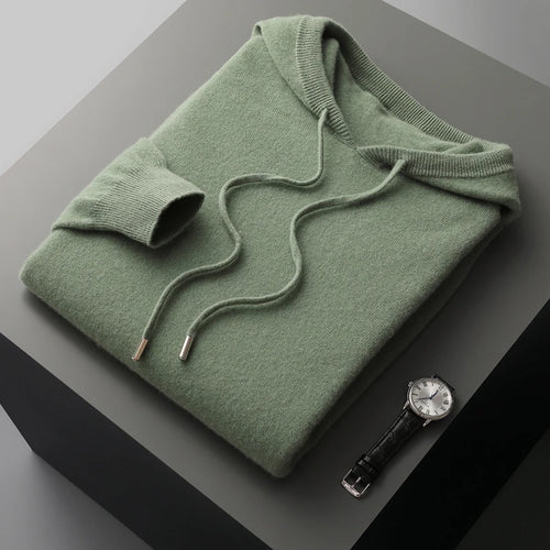 Men's female cashmere One-piece ready-to-wear Hoodie 100% Merino Wool Knitted Sweatshirt Autumn Winter Casual Large Top Long