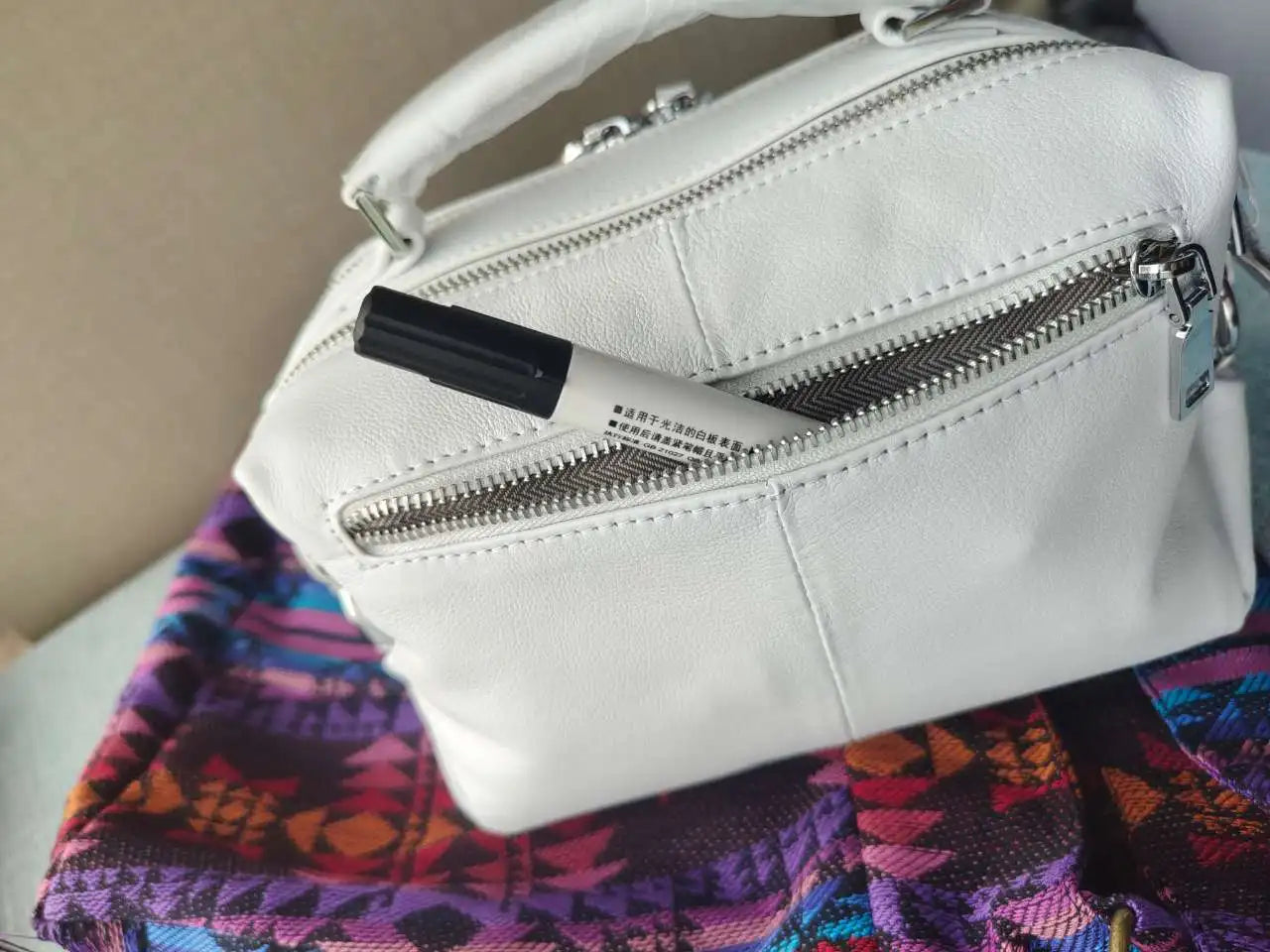 Zency Elegant Genuine Leather Handbag Women Shoulder Bag Large Capacity Simple Medium Tote Bag Crossbody Bag With Two Straps