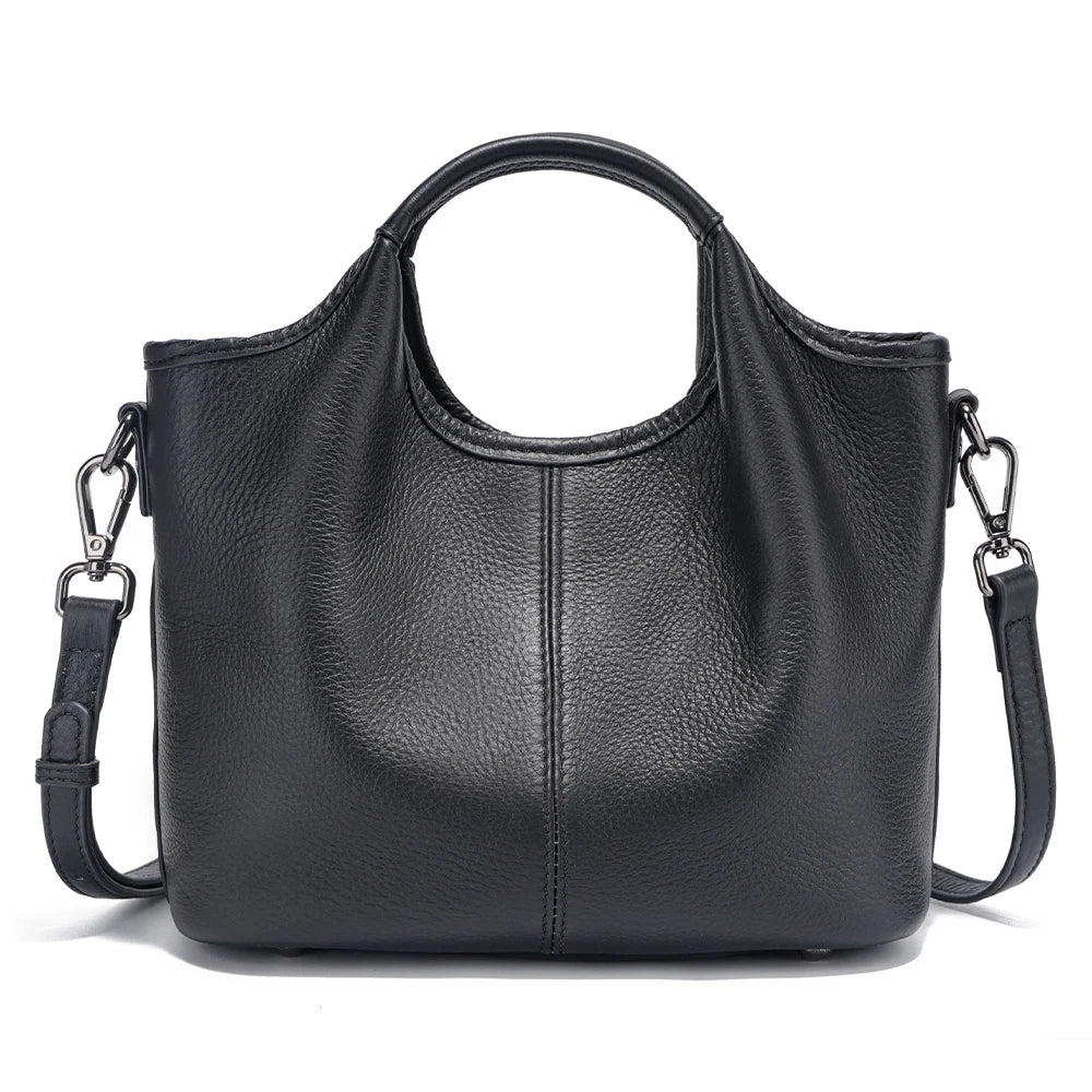 Zency Vintage Leather Shoulder Bag for Women Small Designer Khaki Tote Crossbody Hobo Handbag Large Capacity for Shopper