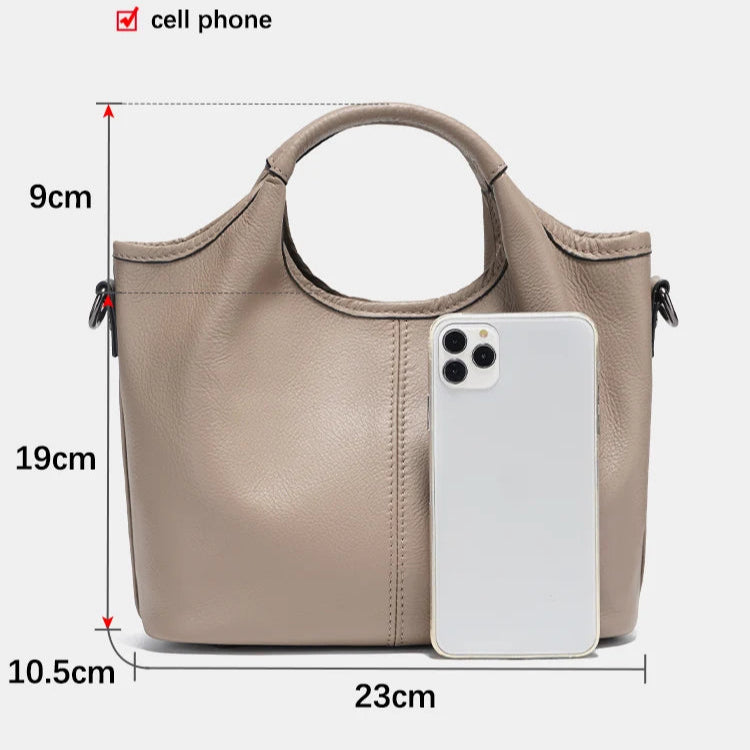 Zency Vintage Leather Shoulder Bag for Women Small Designer Khaki Tote Crossbody Hobo Handbag Large Capacity for Shopper