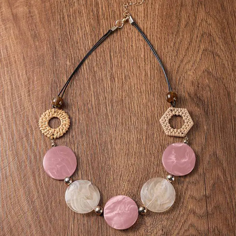 Bohemian Retro Design Round Piece Woven Necklace Women Niche Ethnic Style Holiday Party Jewelry Accessories Gifts