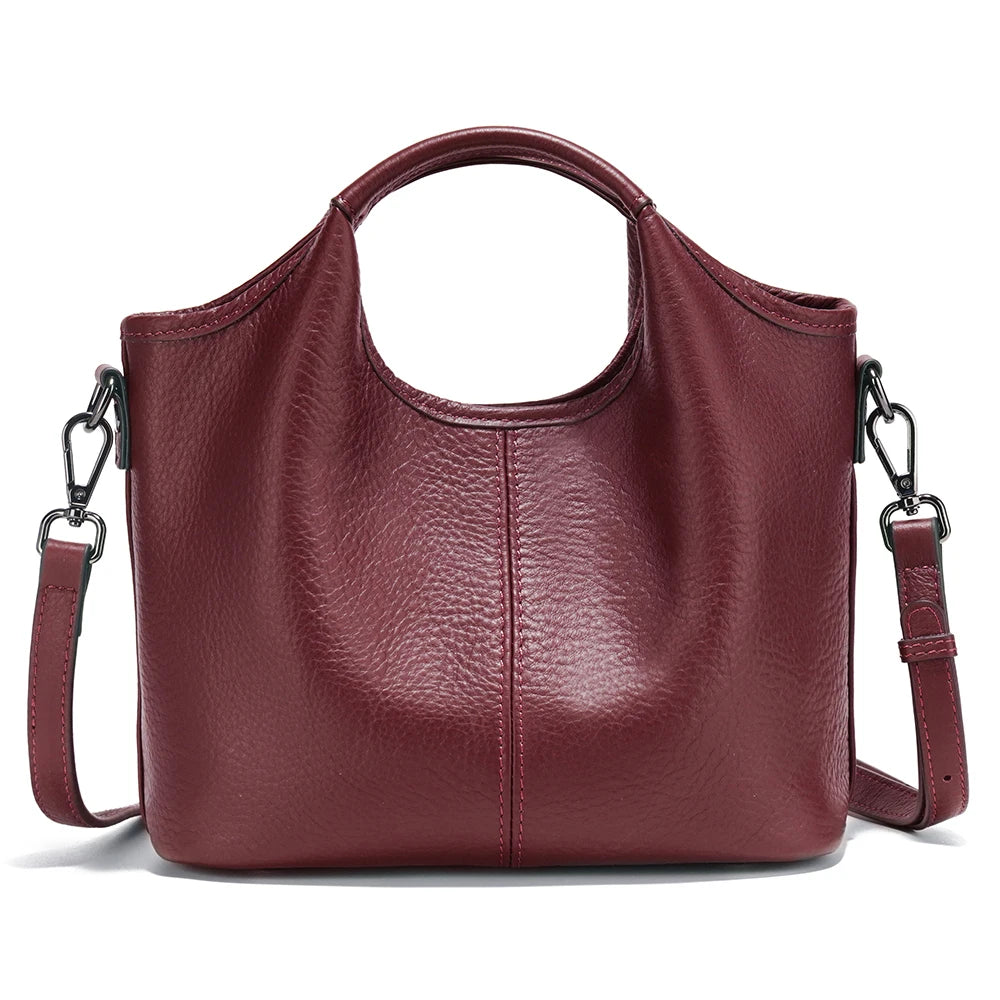 Zency Vintage Leather Shoulder Bag for Women Small Designer Khaki Tote Crossbody Hobo Handbag Large Capacity for Shopper