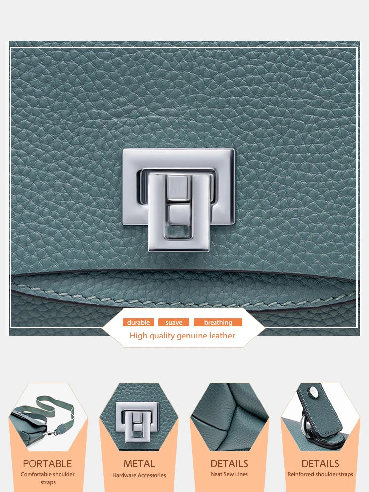 Zency Women Genuine Leather Top-handle Bag Envelope Bags Luxury Designer Shoulder Handbag Ladies Elegant Crossbody For Ladies