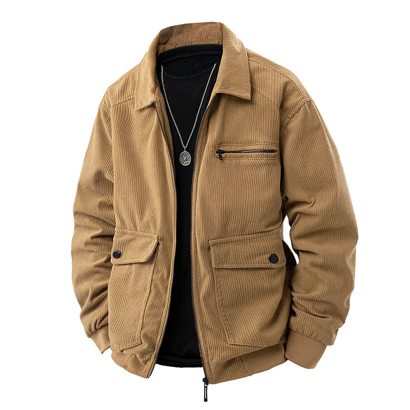 2025 new men's corduroy jacket spring and autumn fashion casual comfortable coat skin-friendly soft and warm jacket