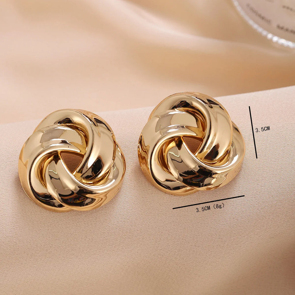 New Big Metal Dangle Earrings for Women Gold Color Spiral Exaggerated Drop Earrings Heavy Ear Jewelry oorbellen voor vrouwen