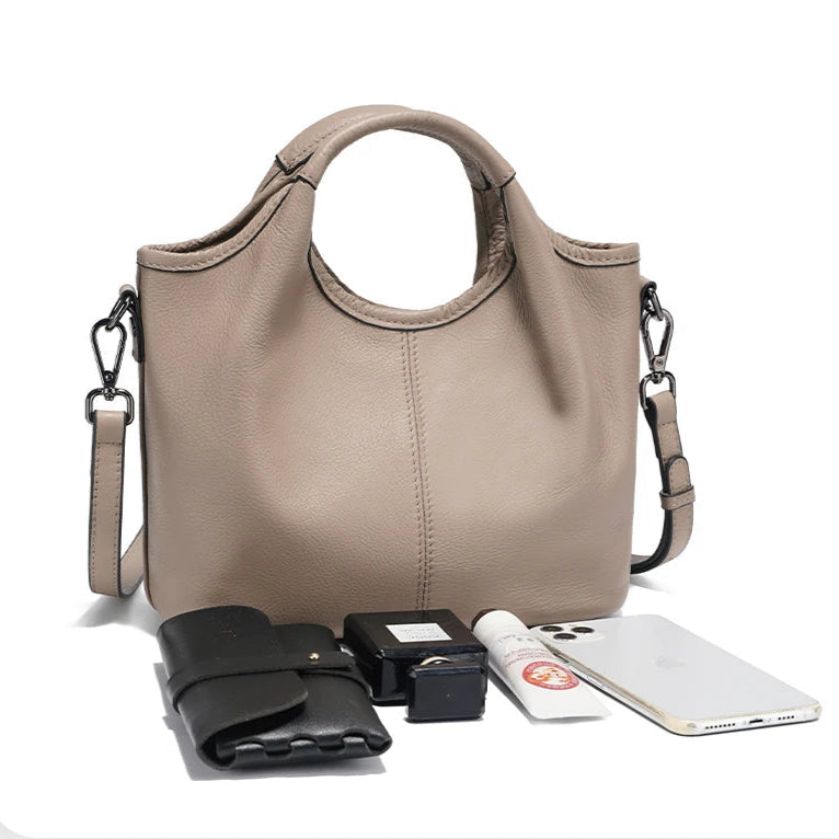 Zency Vintage Leather Shoulder Bag for Women Small Designer Khaki Tote Crossbody Hobo Handbag Large Capacity for Shopper