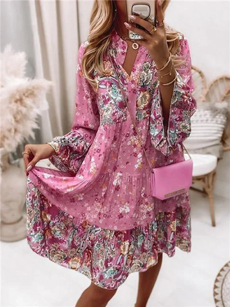Women's Printed Patchwork ort Dr Summer High Waist Knitted Polyester Fiber Thiened Basic Sle Chinese Production
