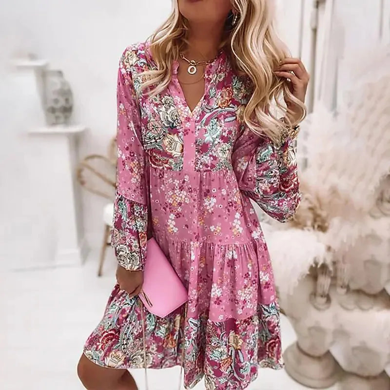 Women's Printed Patchwork ort Dr Summer High Waist Knitted Polyester Fiber Thiened Basic Sle Chinese Production