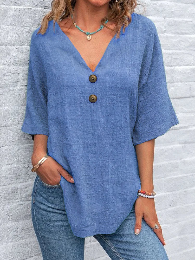 Blusa Femenina Elegante con Botones