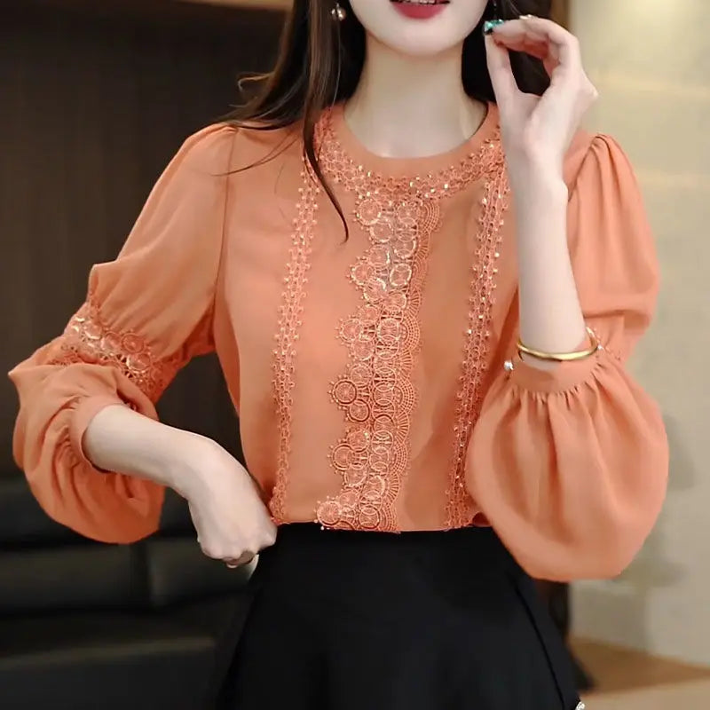 French Heavy Industry Unique 2025 New Women's Chiffon Shirt