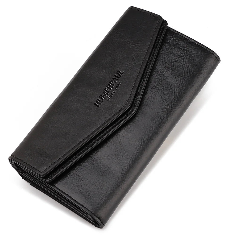 HUMERPAUL Cartera para mujer Capa superior de cuero Bolso largo para teléfono celular con tarjetero RFID de gran capacidad de lujo ﻿ Bolsos de mujer