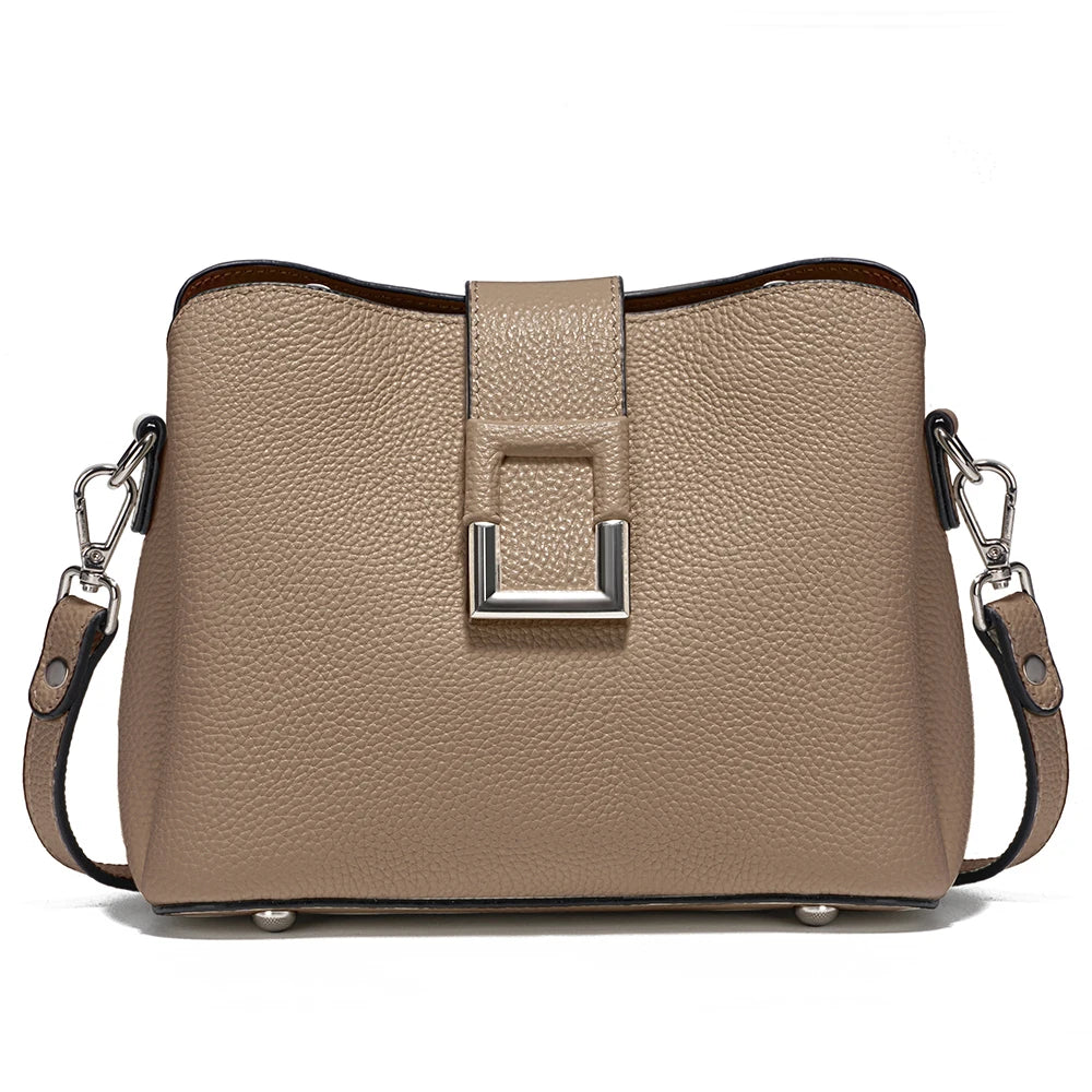 Zency Genuine Leather White Designer Noble Shopper Shoulder Bag Commuter Large Bucket Handbag Women Tote Bucket Cross Body Bag