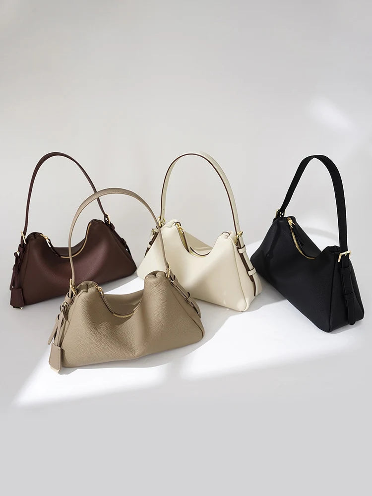Zency Genuine Leather Satchel Bags For Women Simple Fashion Ladies Underarm Handbag Large Capacity Shoulder Bag 2025 New