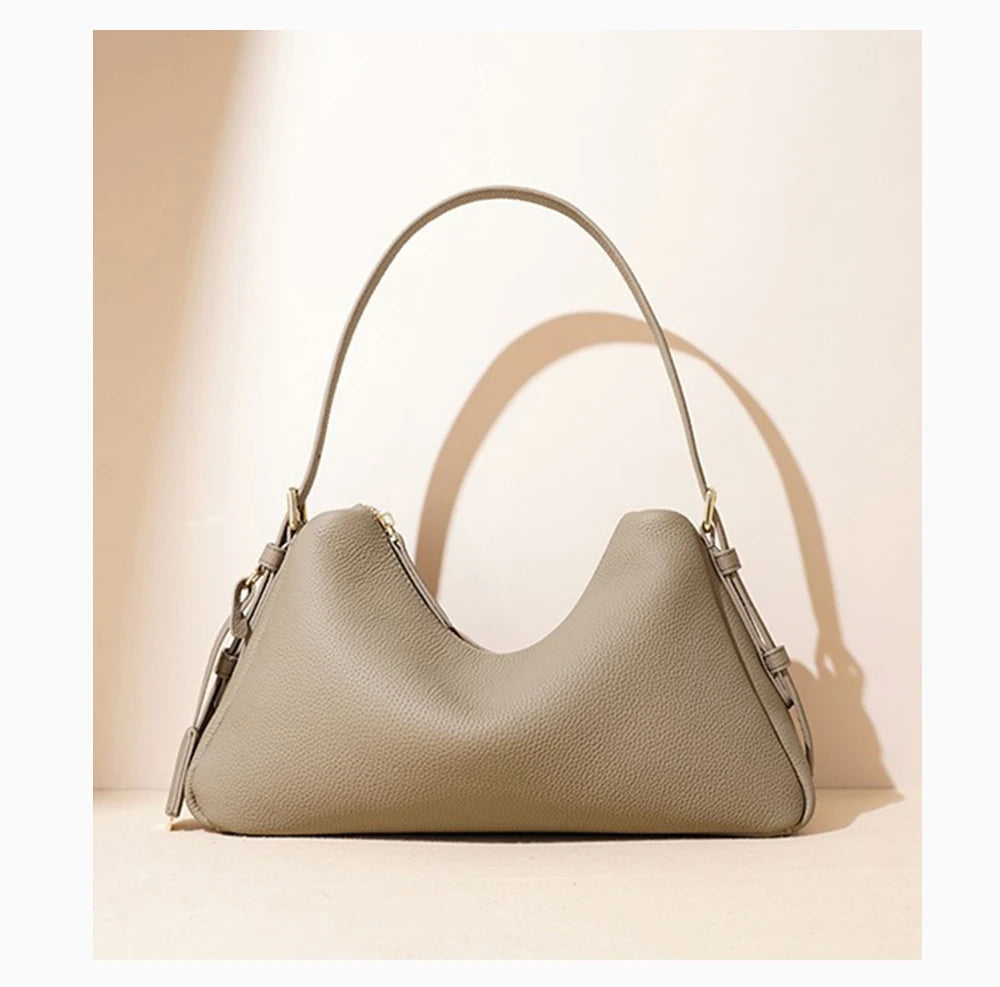Zency Genuine Leather Satchel Bags For Women Simple Fashion Ladies Underarm Handbag Large Capacity Shoulder Bag 2025 New
