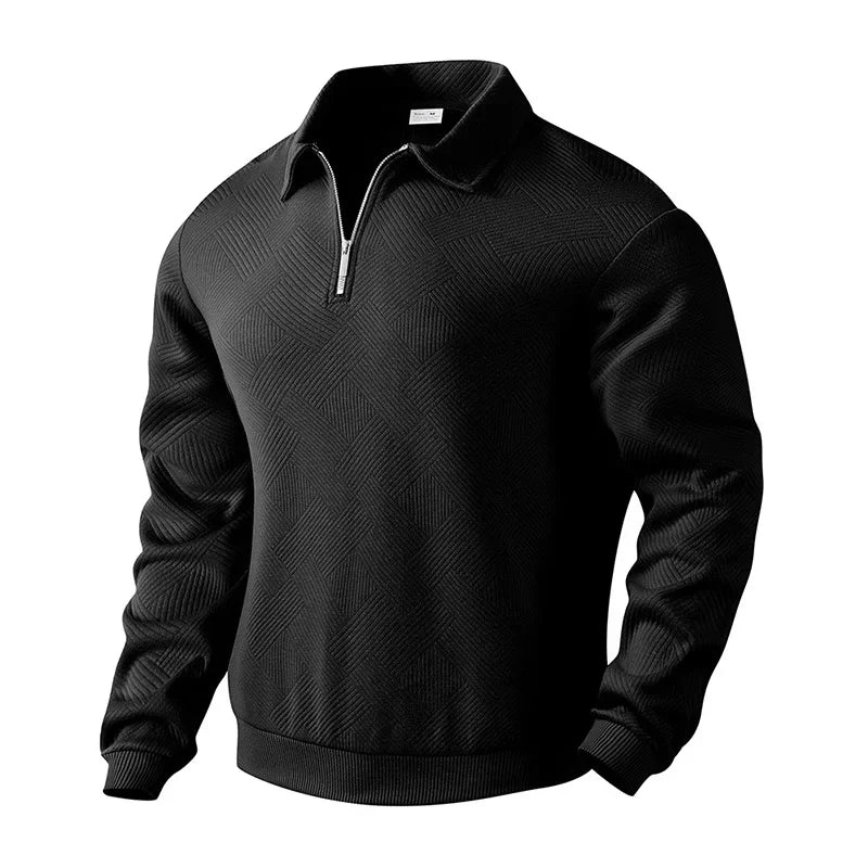 Men's Long-Sleeved Lapel Zipper Polo Shirt Casual Loose Top for Autumn 2025 Cross-Border Popular Style