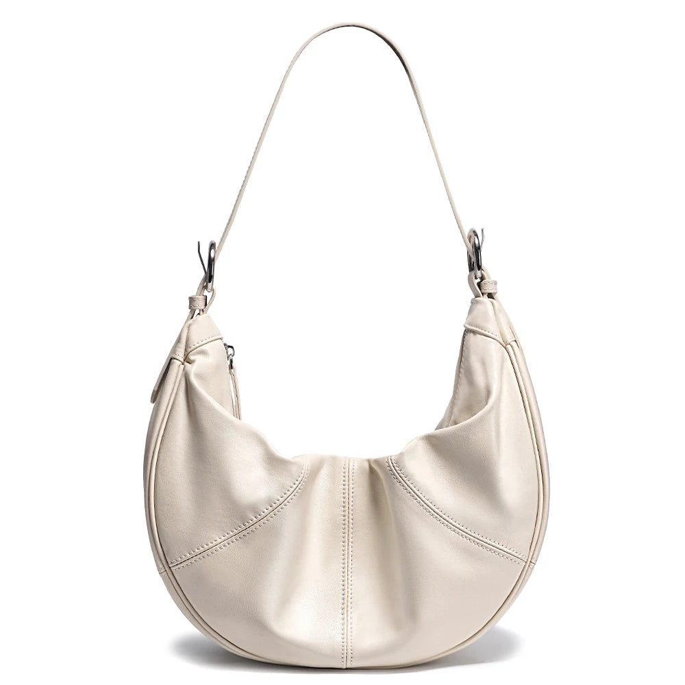 Zency Women Genuine Leather Hobo Bags Shoulder Crossbody Large Capacity Handbag With Two Straps Zip Pockets 2024