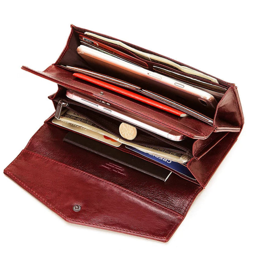 HUMERPAUL Cartera para mujer Capa superior de cuero Bolso largo para teléfono celular con tarjetero RFID de gran capacidad de lujo ﻿ Bolsos de mujer