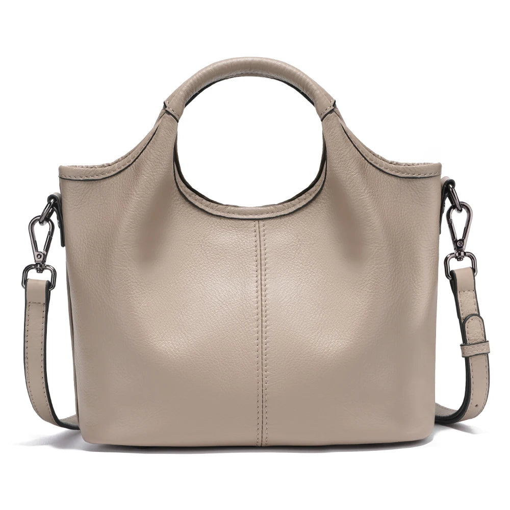 Zency Vintage Leather Shoulder Bag for Women Small Designer Khaki Tote Crossbody Hobo Handbag Large Capacity for Shopper