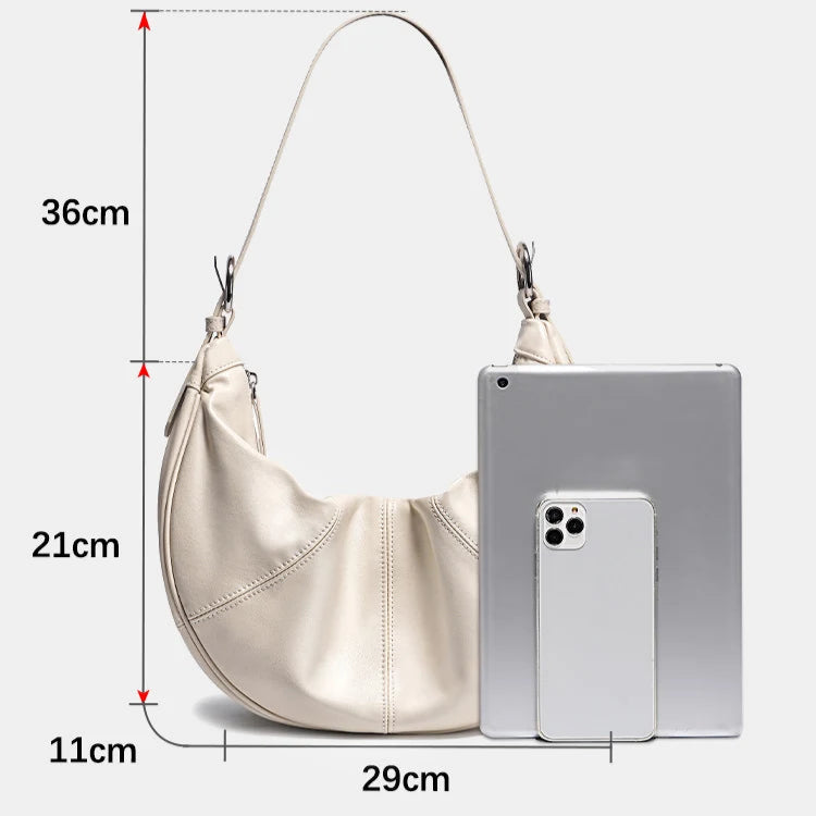 Zency Women Genuine Leather Hobo Bags Shoulder Crossbody Large Capacity Handbag With Two Straps Zip Pockets 2024