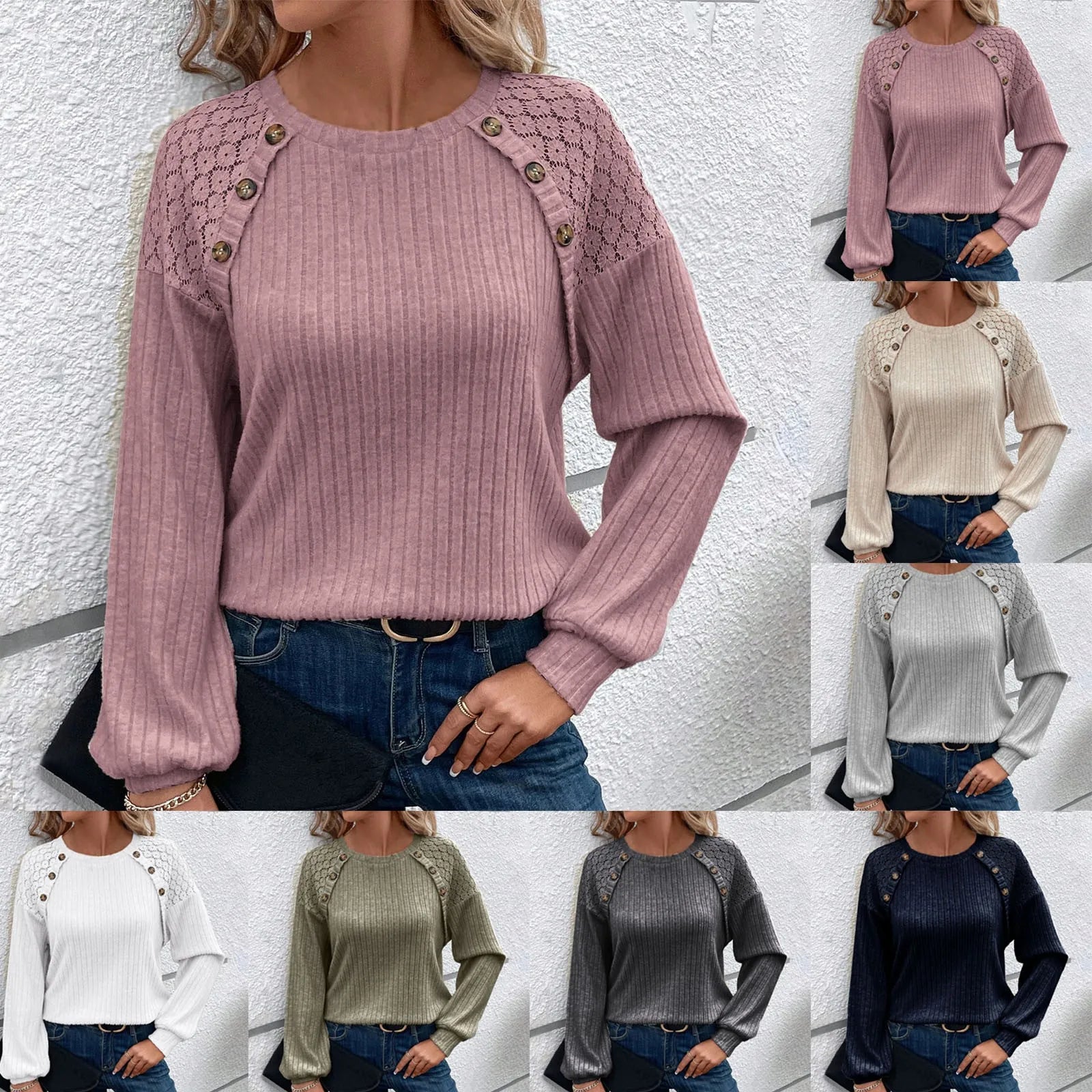 Workout Basics Sweatshirt Women's Soldi Tunic Tops Long Sleeve Pullover For Women Crewneck Fashion Plaid Hoodless Sweatshirt
