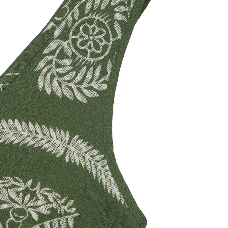 2025 summer hot selling new sleeveless printed dress national holiday style V-neck long skirt women