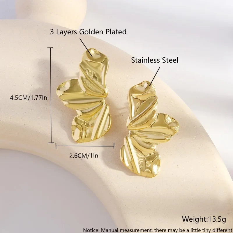 Stainless Steel Half Flower Stud Earrings for Women Girls Minimalist Irregular Petal Earring Studs Fashion Party Jewelry Gifts