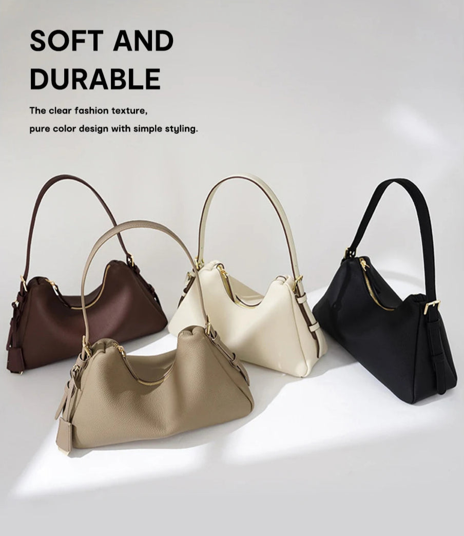 Zency Genuine Leather Satchel Bags For Women Simple Fashion Ladies Underarm Handbag Large Capacity Shoulder Bag 2025 New
