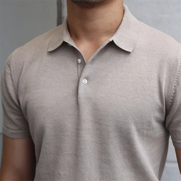 2024 Summer Knitted Polo Shirt Solid Color Business Casual POLO Men Short Sleeve Shirt High Quality Golf Shirts Mens Clothes