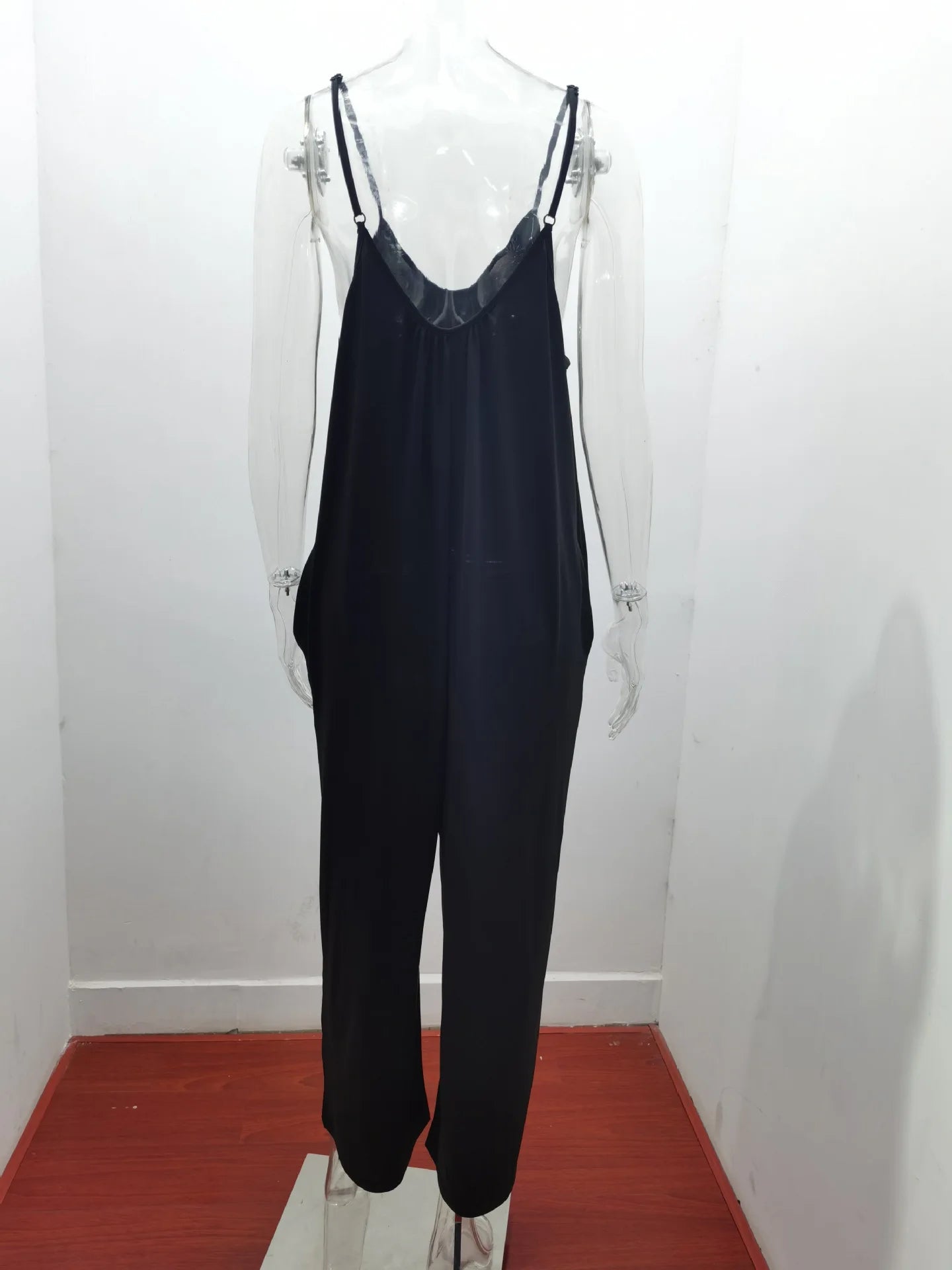 Mono de camisola para mujer, peto holgado informal con bolsillo de Color liso, rojo sin mangas, Sexy, versátil, novedad de verano 2024