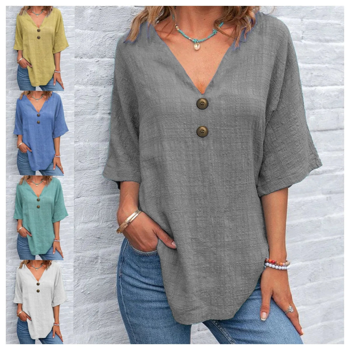 Blusa Femenina Elegante con Botones